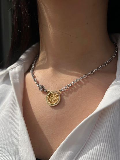 X “القلب يعشق كل جميل” Necklace — Sterling Silver with Gold Plating