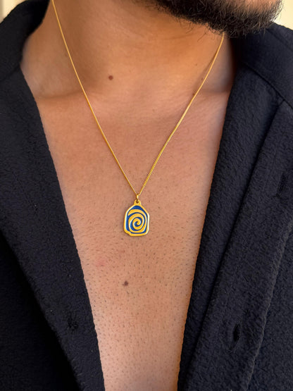 Blue Spiral Cord Necklace Sterling Silver 925s-Fine Gold Plated