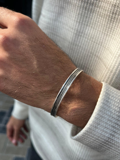 Twisted oxidised Men bangle-S925 Sterling Silver bangle for men