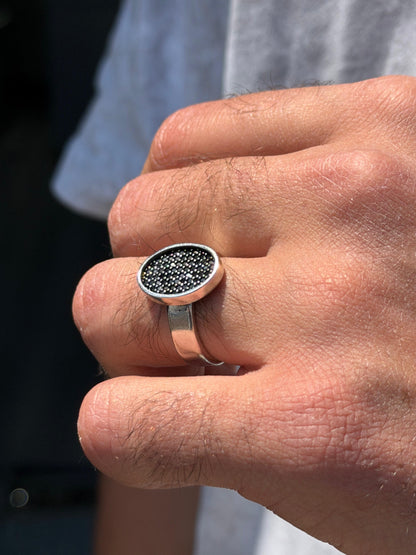 Micro Dots Ring -for Men's Sterling Silver 925s