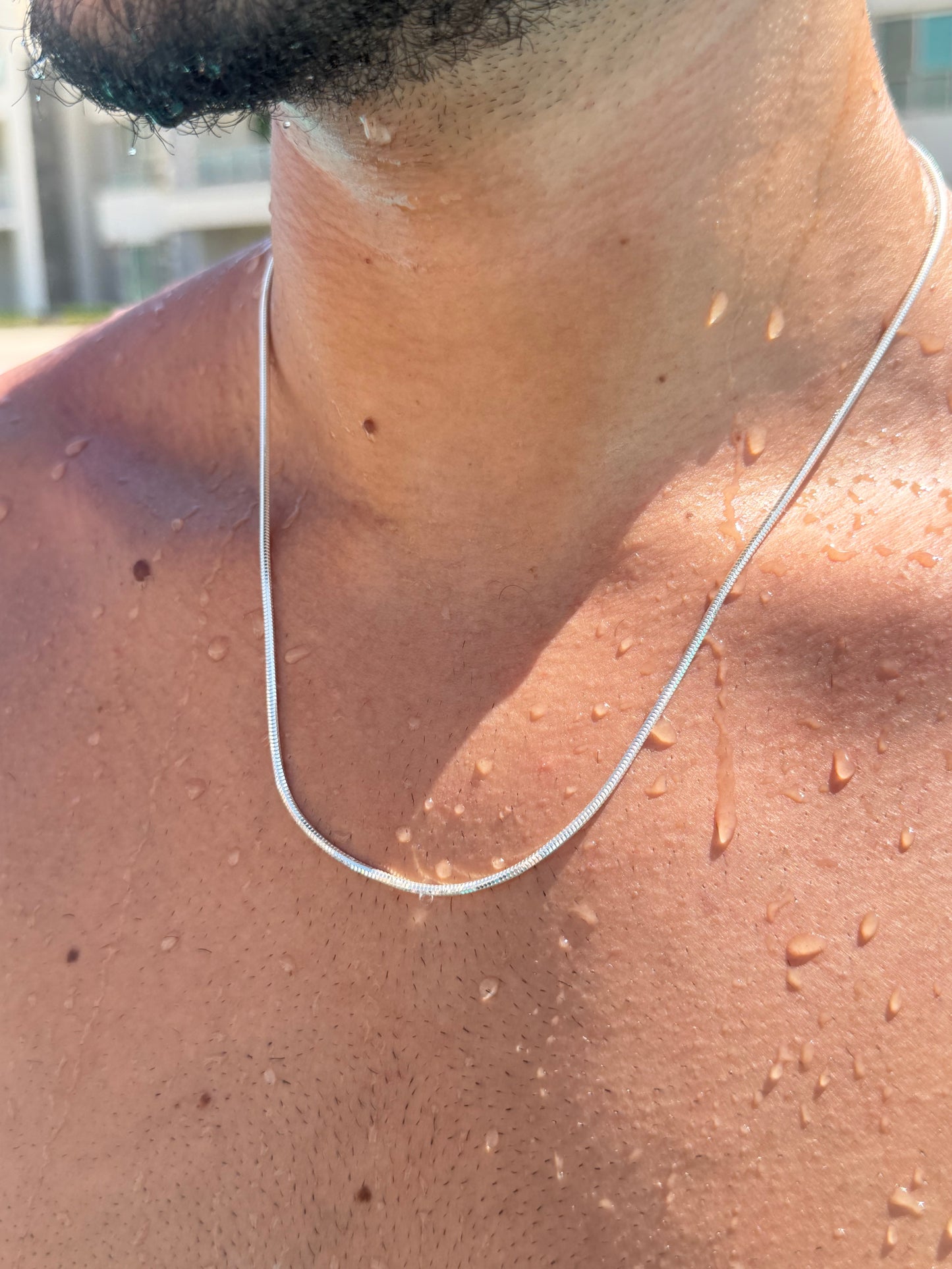 Rattail Necklace for Men's Sterling Silver 925s-(1.5mm-50cm)