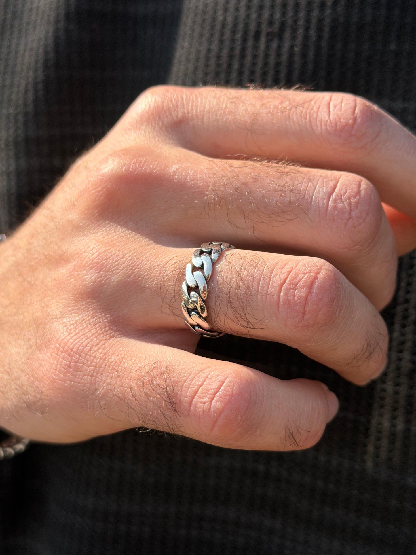 Grommet Band Ring -for Men's Sterling Silver 925s