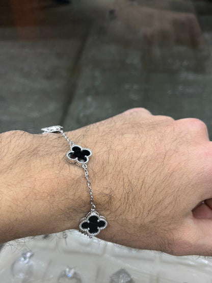 Men’s 3 Van Cleef & Arpels Black Onyx Bracelet in Italian Silver S925