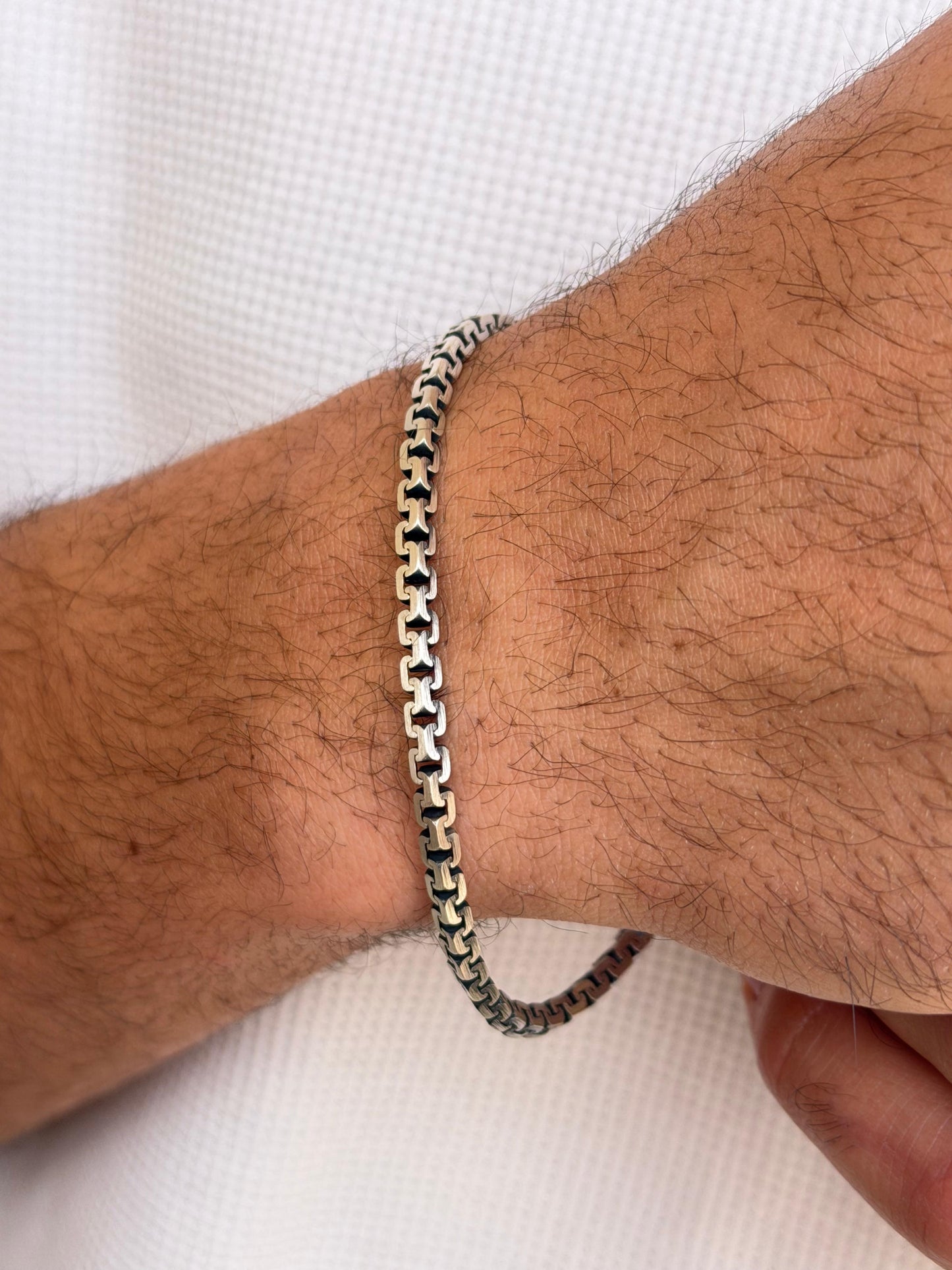 Matrix bracelet for men Sterling silver 925 22cm-4mm