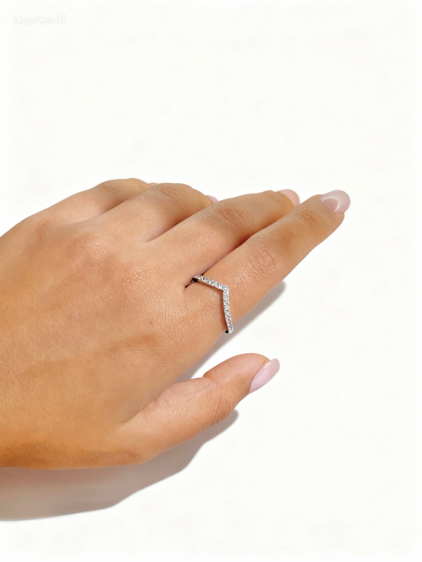 Chevron Ring -Clear Zirconia in Sterling Silver -925