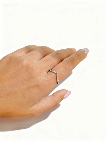 Chevron Ring -Clear Zirconia in Sterling Silver -925