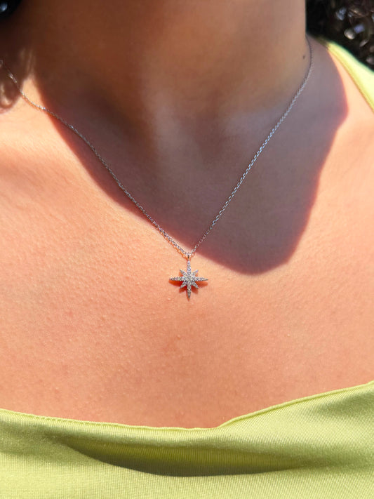 Starburst Necklace in Sterling Silver 925s
