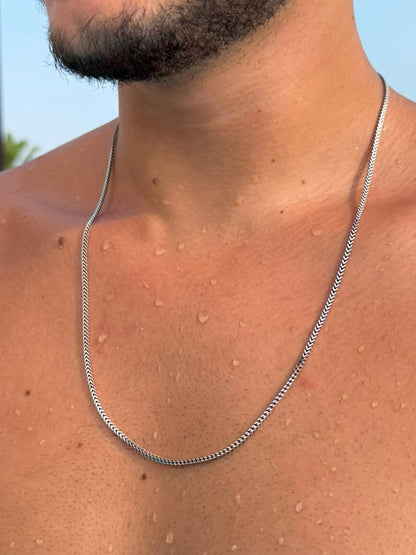 V flow Necklace for Men's Sterling Silver 925s -(2mm)