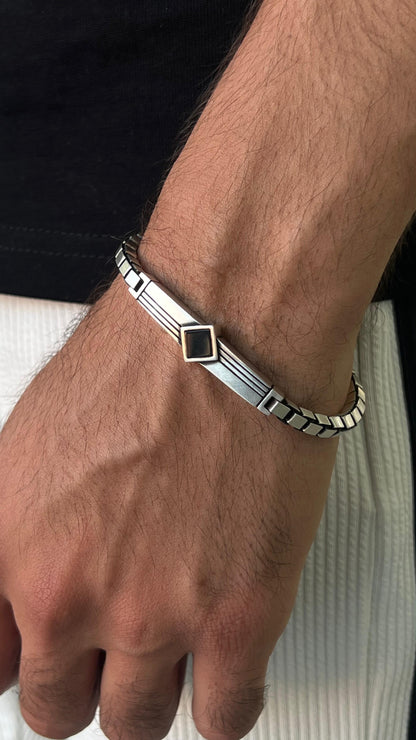 Box - Stone Bracelet for Men's Sterling Silver 925s