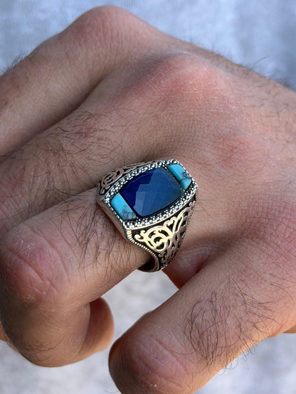 Turquoise Tide Ring -for Men's Sterling Silver 925s