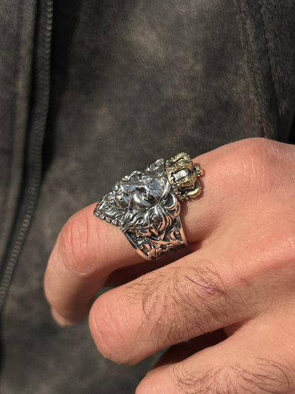 Crowned Lion King Ring-for Men's Sterling Silver 925s