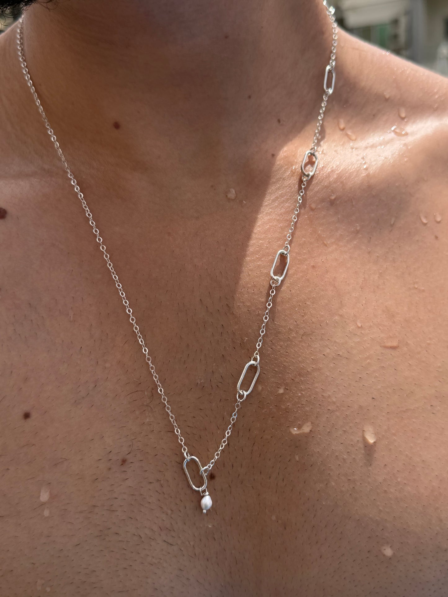 Waves Paperclip Necklace in Sterling Silver 925s
