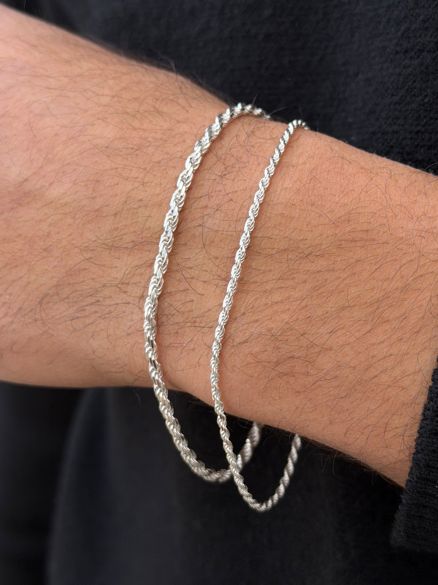 Rope Bracelet for Men's Sterling Silver 925s-21cm