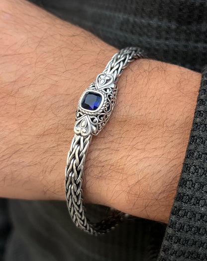 BLUE GRAVITY Bracelet in Sterling Silver 925s-(22cm-7mm)