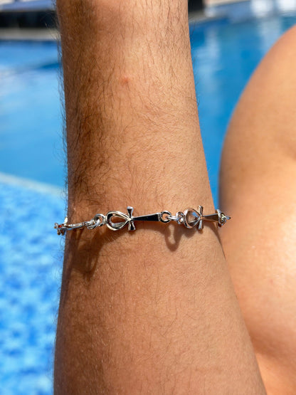 Ankh Bracelet Sterling Silver 925s-22cm