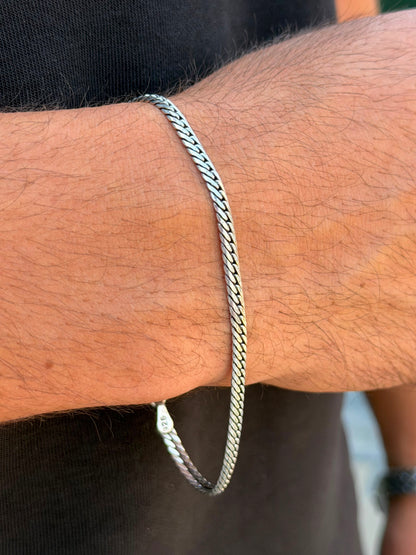 Blocked grommet Bracelet for Men's Sterling Silver 925s