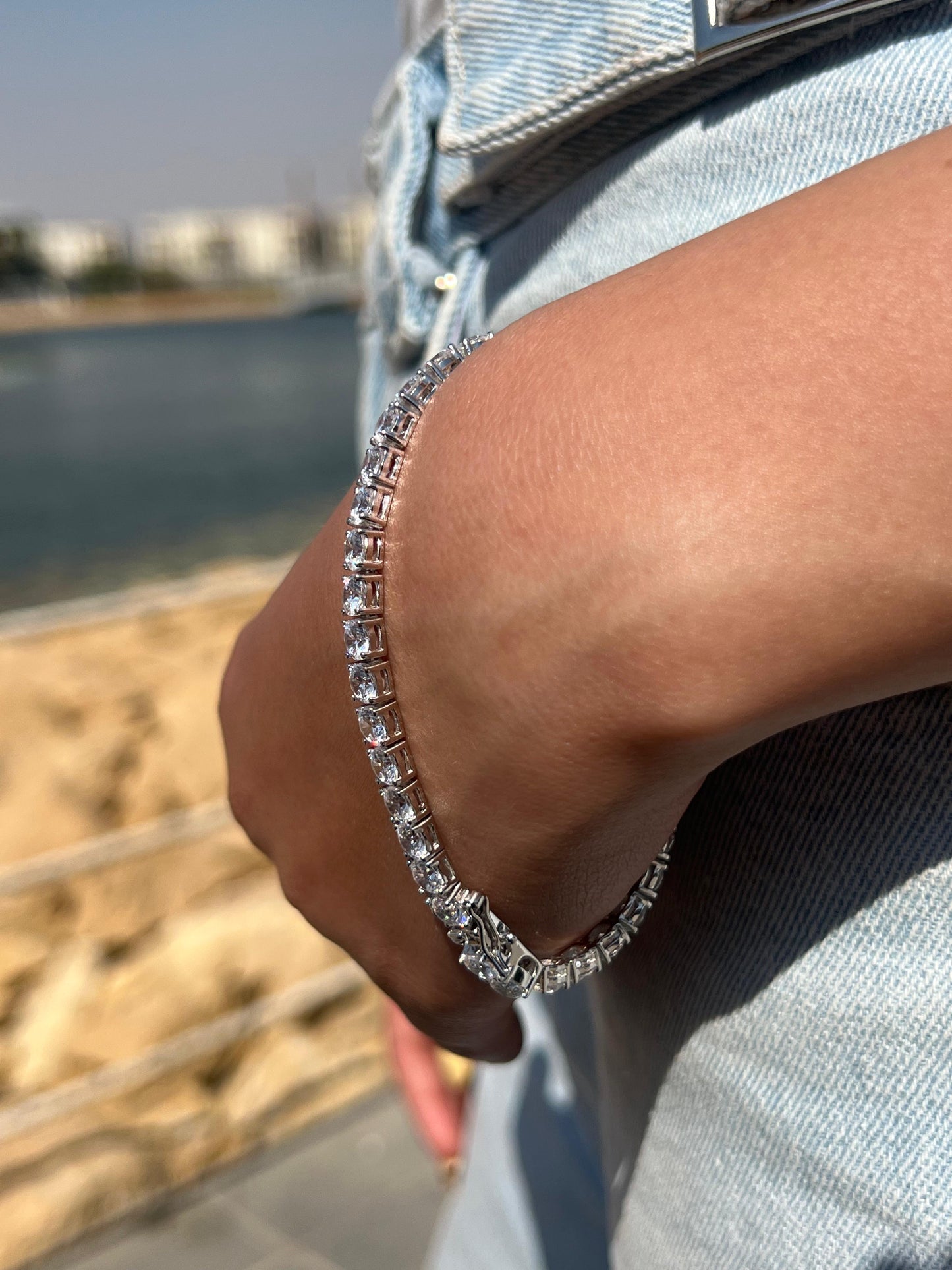 4.5mm Massive Tennis Bracelet -in Sterling Silver 925-(19cm)