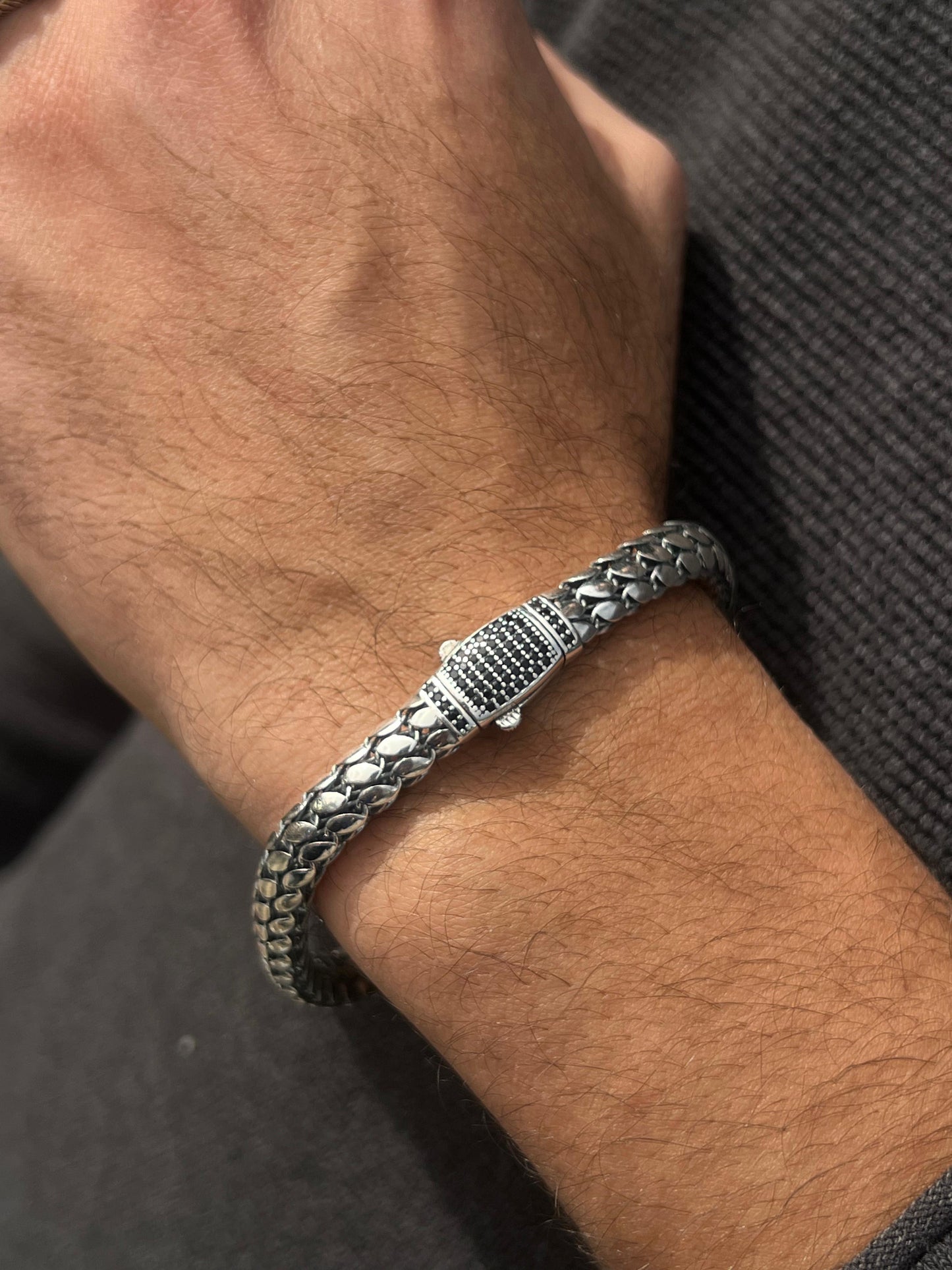 Skin Bracelet for Men's Sterling Silver 925s-20cm-7.5mm