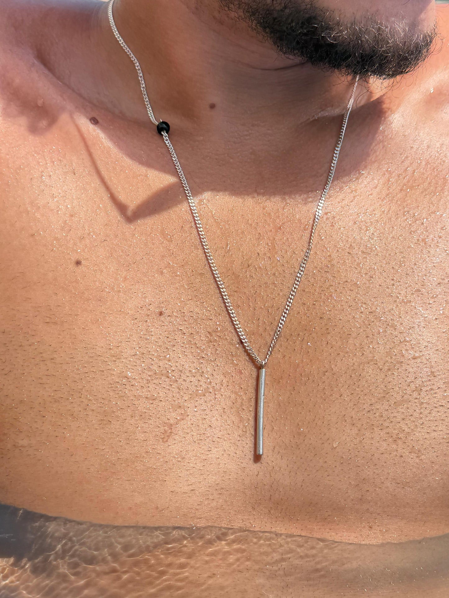 Bar Onyx Necklace in Sterling Silver 925s
