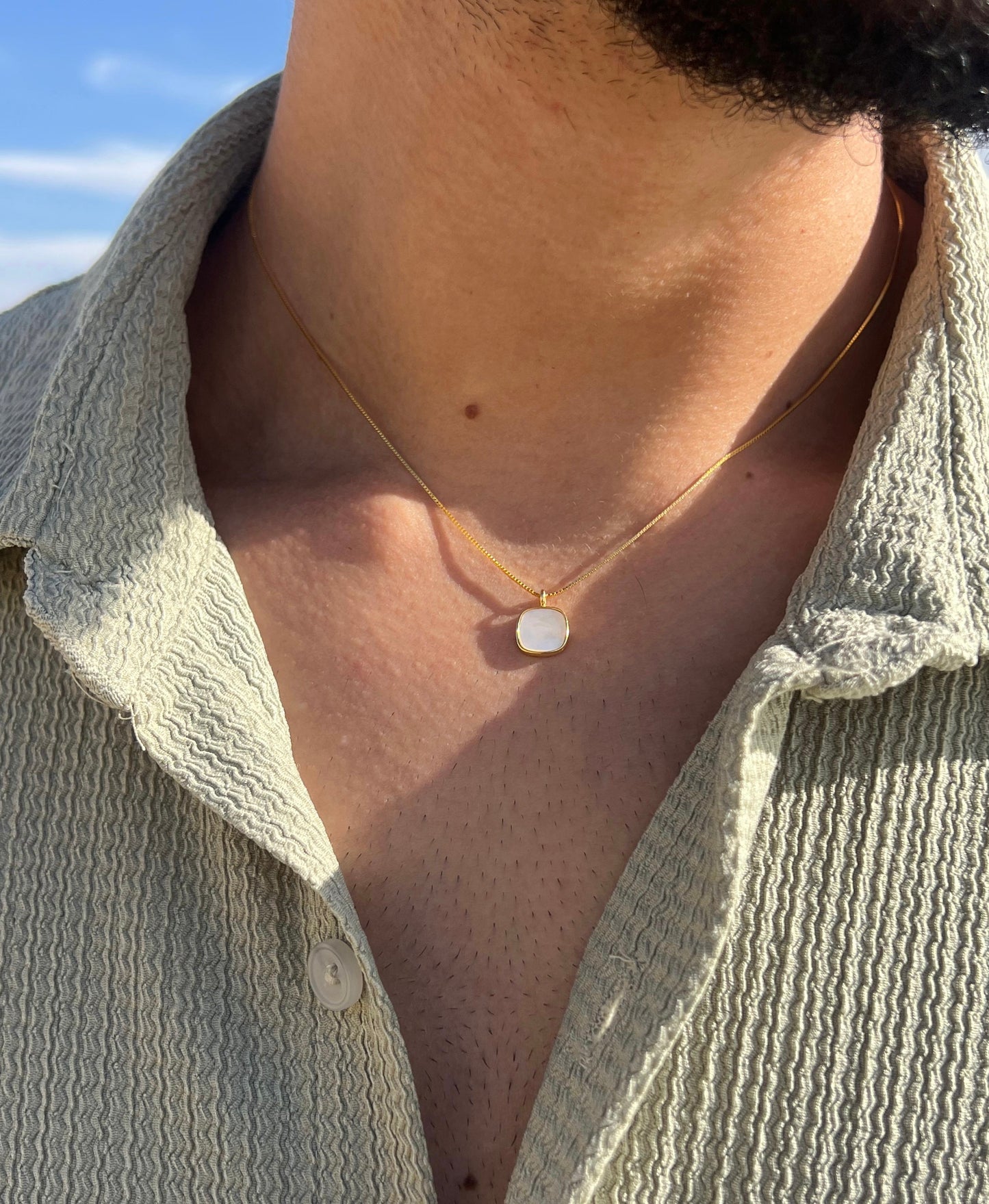 Gold plated pearl Necklace for Men's Sterling Silver 925s