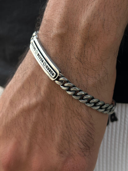Dark Code Turkish Bracelet for Men's Sterling Silver 925s-22cm