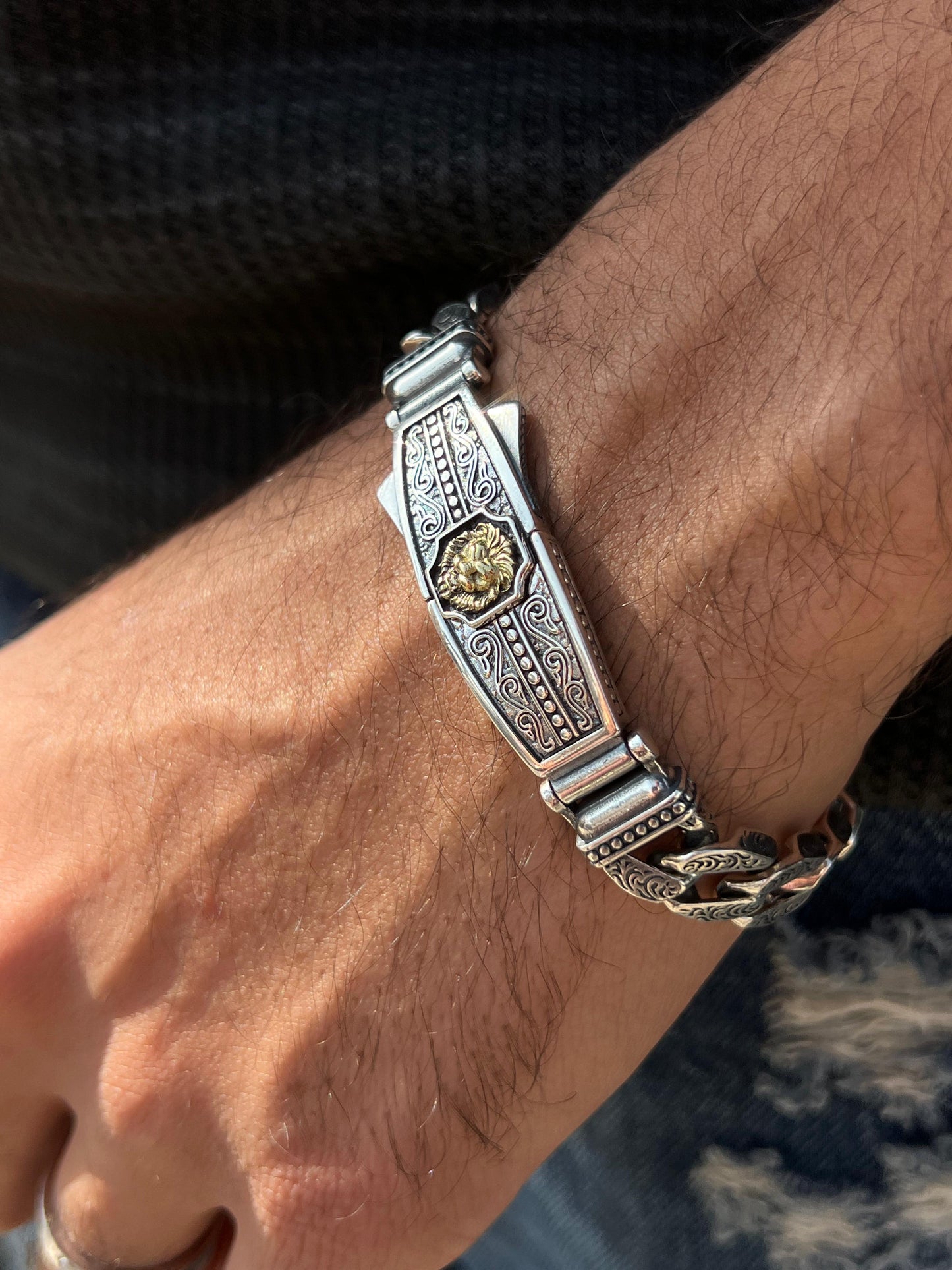 Lion Dominus Bracelet Sterling Silver 925s-(20cm-12mm)