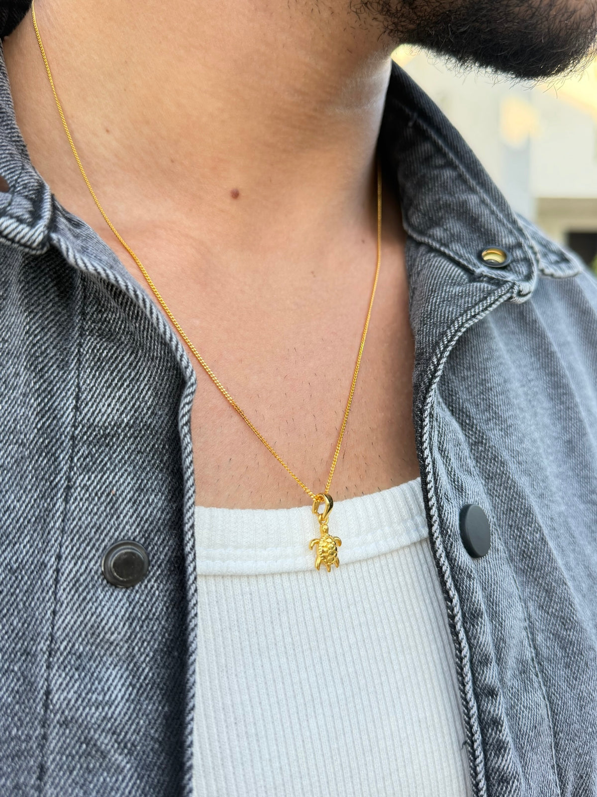 Chelon Turtle Necklaces for Men's Sterling Silver 925s-Gold plated