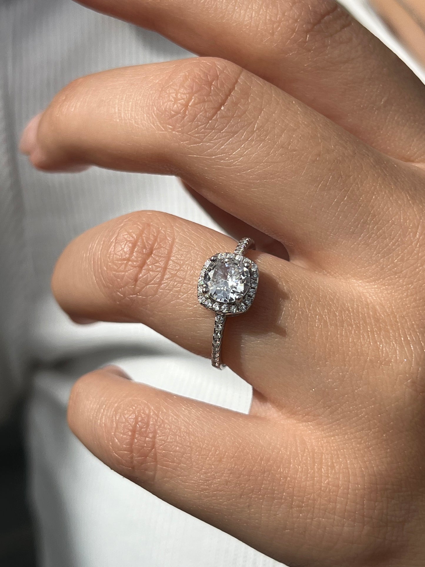 Square Ring -Clear Zirconia in Sterling Silver -925