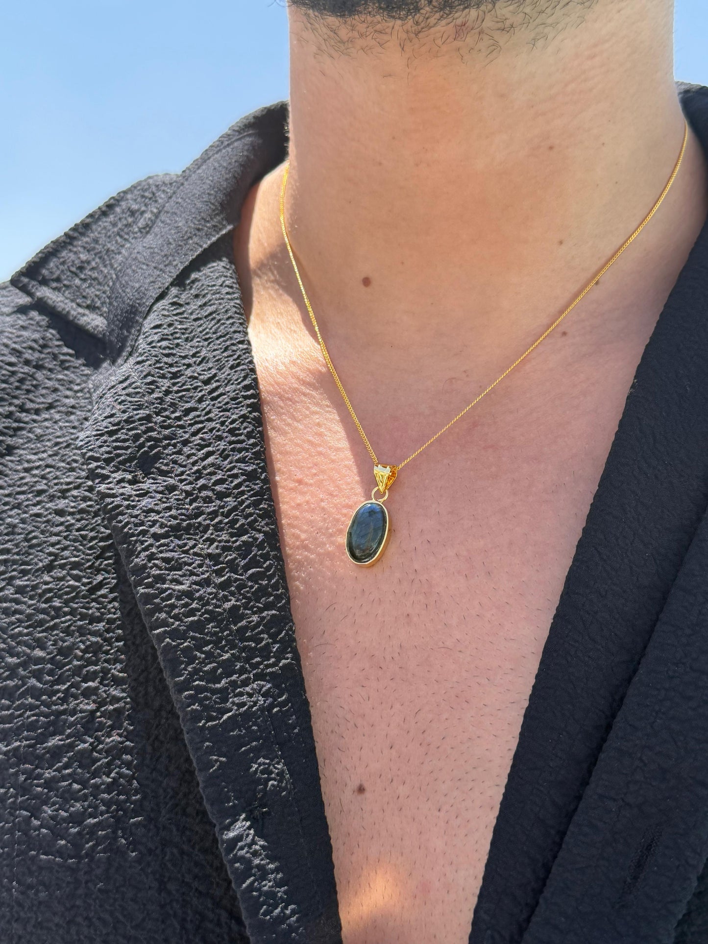 Natural labradorite stone Necklace Sterling Silver 925s