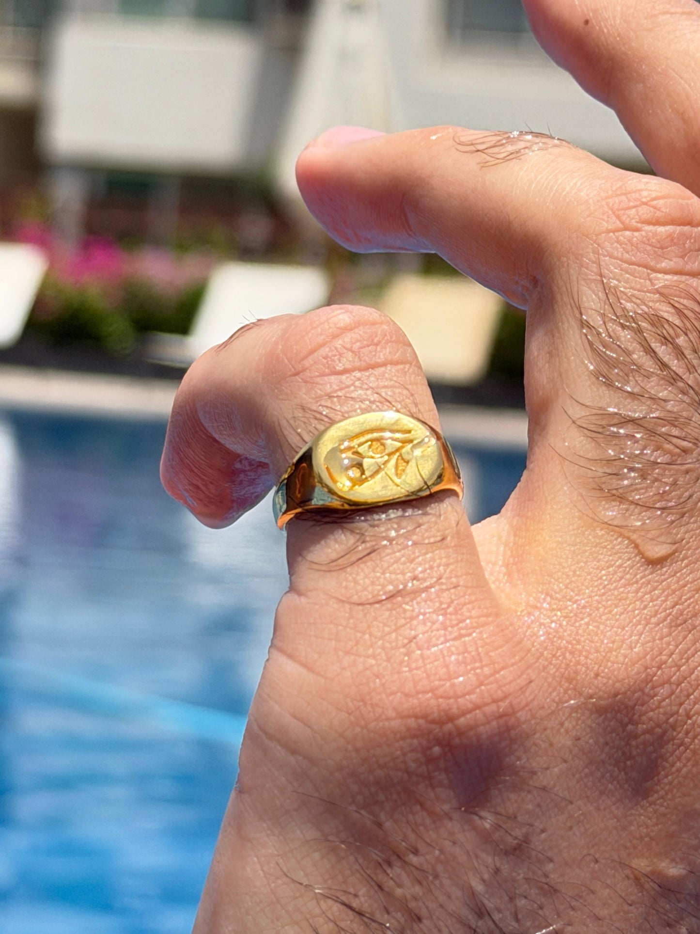 Ain Horus Ring in Sterling Silver 925s-Fine Gold Plated