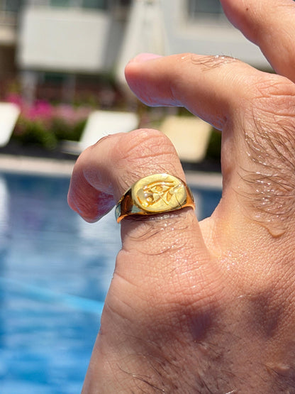 Ain Horus Ring in Sterling Silver 925s-Fine Gold Plated