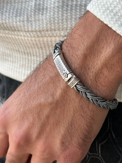 Viking Braided Chain Bracelet Sterling Silver 925s-(21cm-8mm)