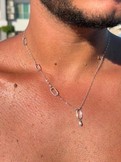 Waves Paperclip Necklace in Sterling Silver 925s