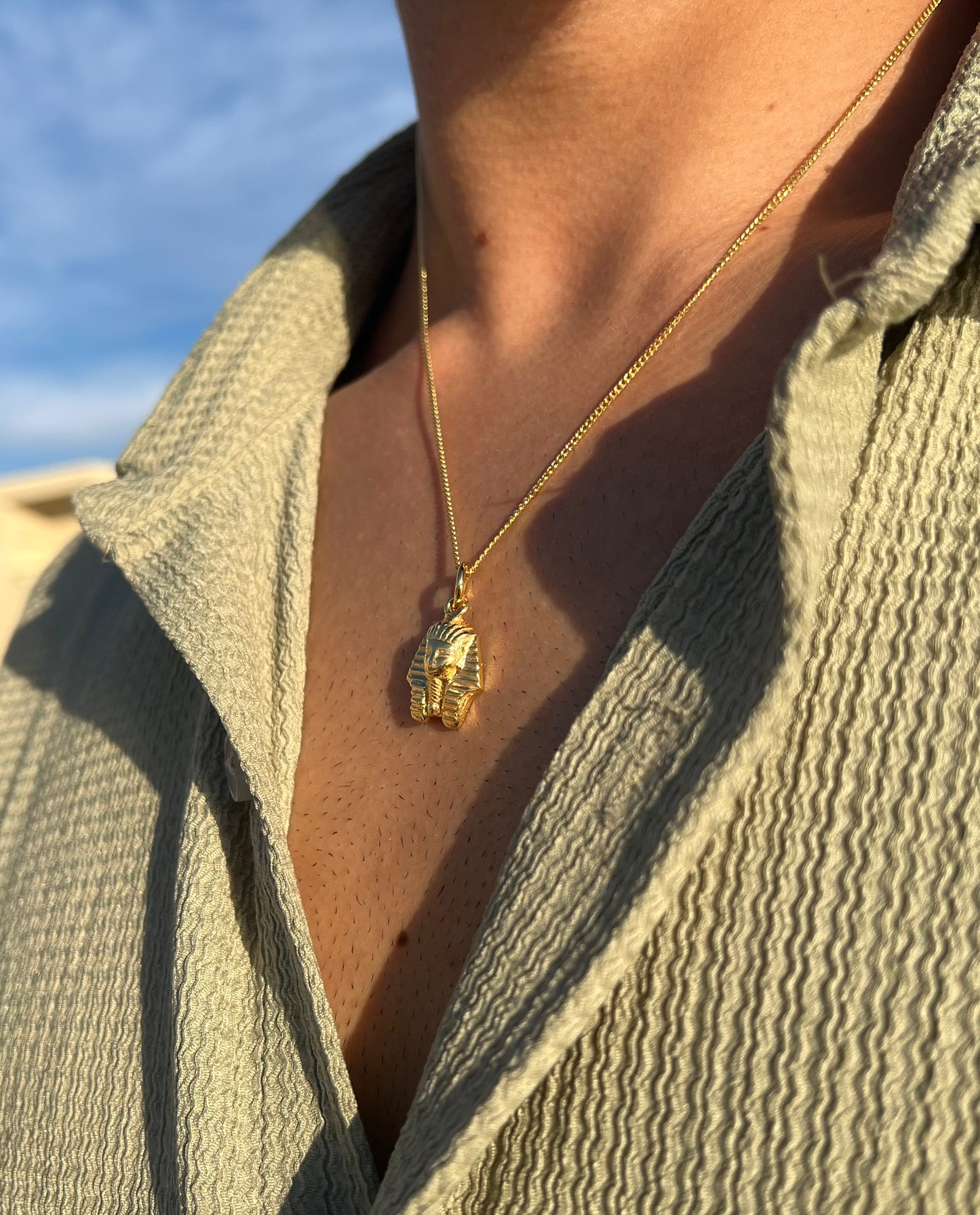 Premium- Sphinx Necklace in Sterling Silver 925s- Real 21K Gold Plated