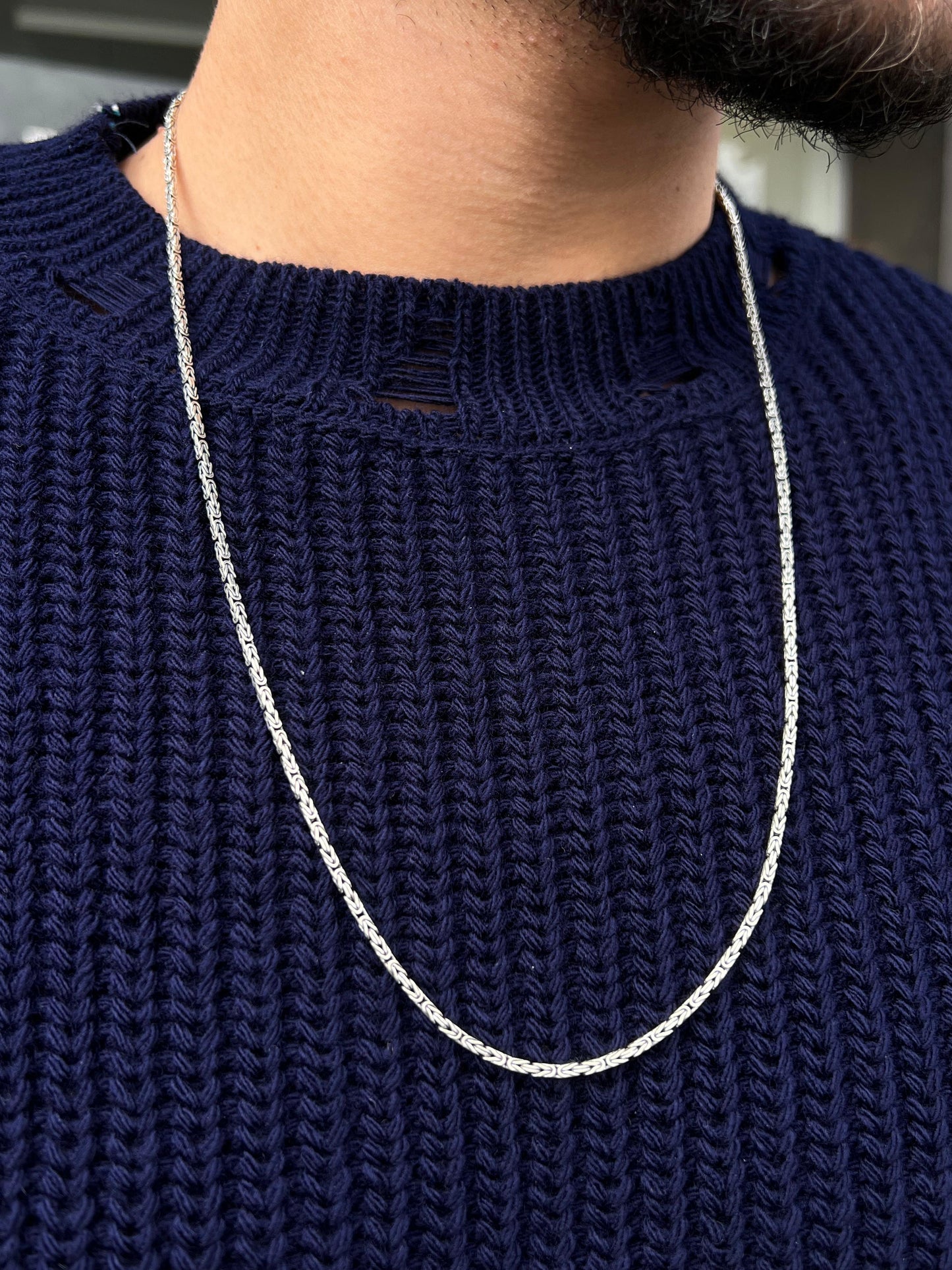 King Necklace for Men's Sterling Silver 925s- (65cm-3mm)