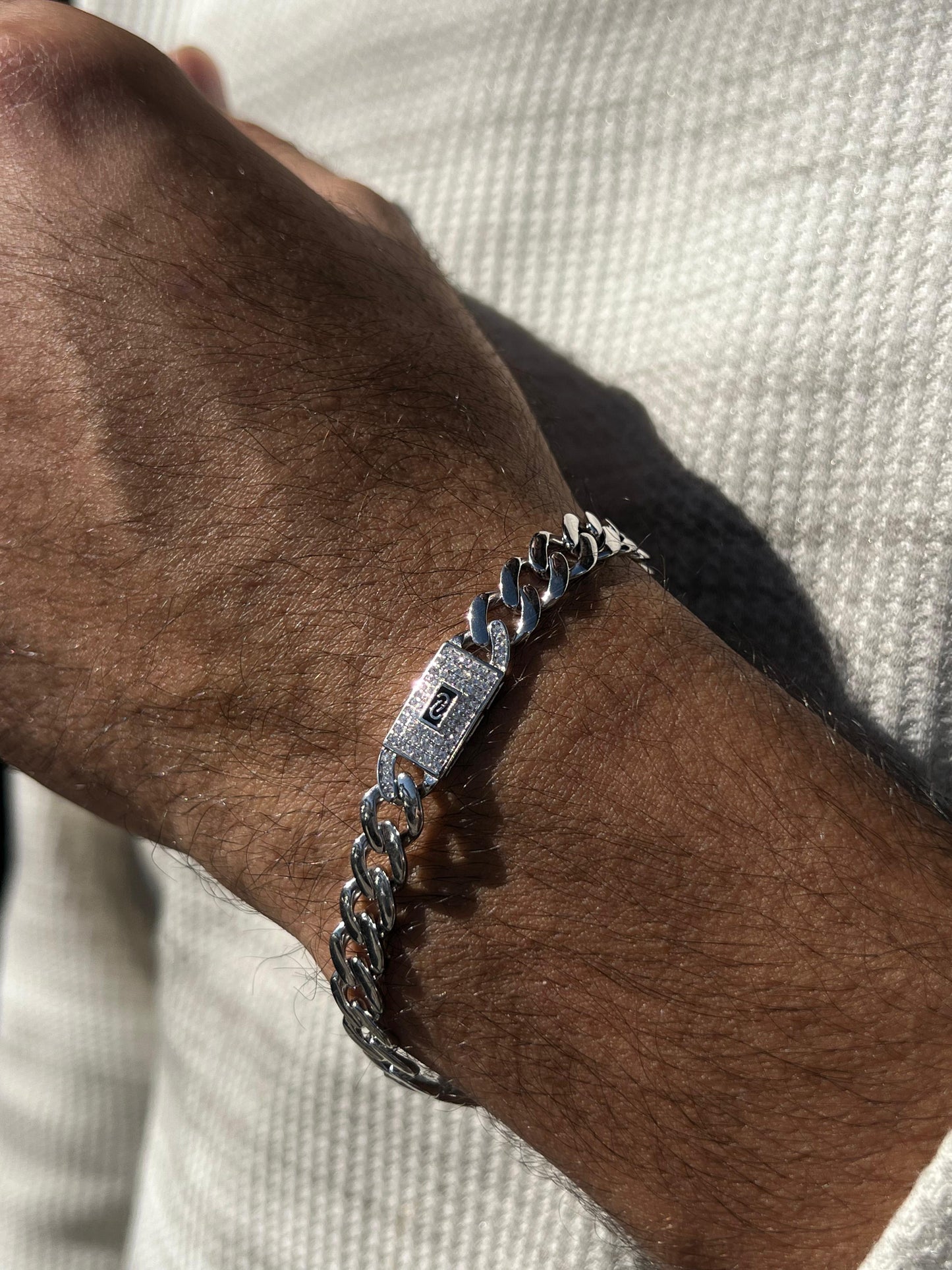 Iced Monaco chain Bracelet for Men's Sterling Silver 925s