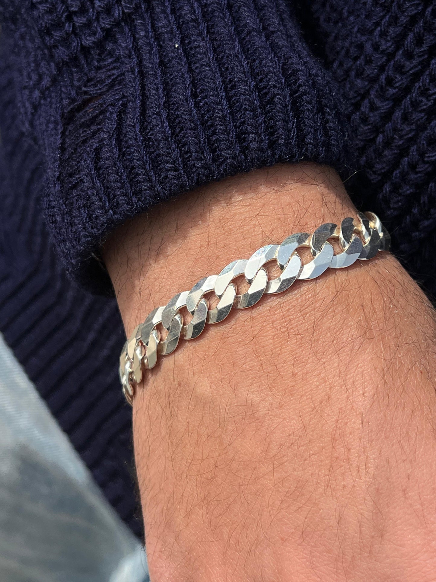 Miami Grommet Bracelet-Pure Silver 925(21cm-12mm)