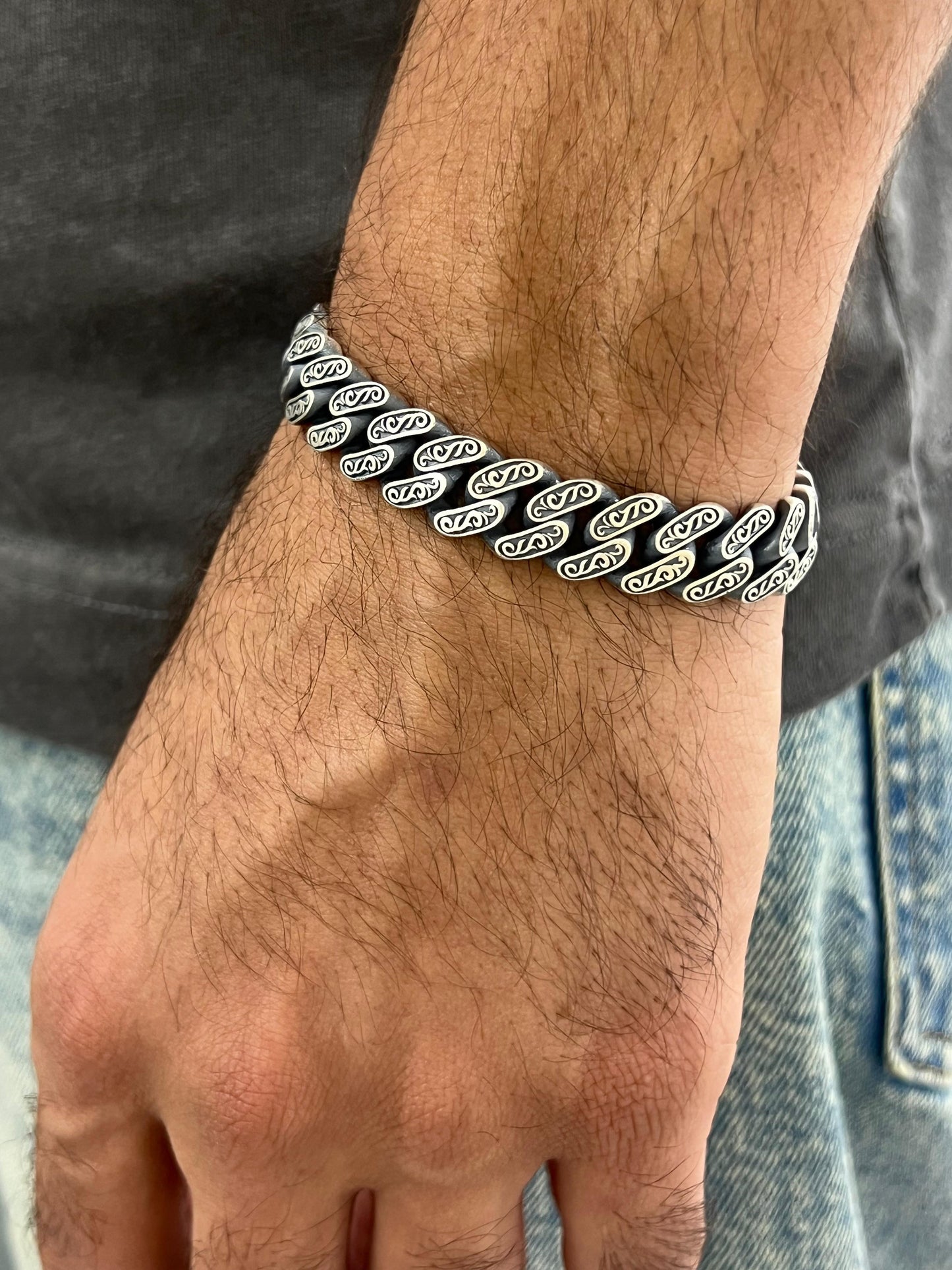 Storm Shadow Bracelet for Men's Sterling Silver 925s-19cm