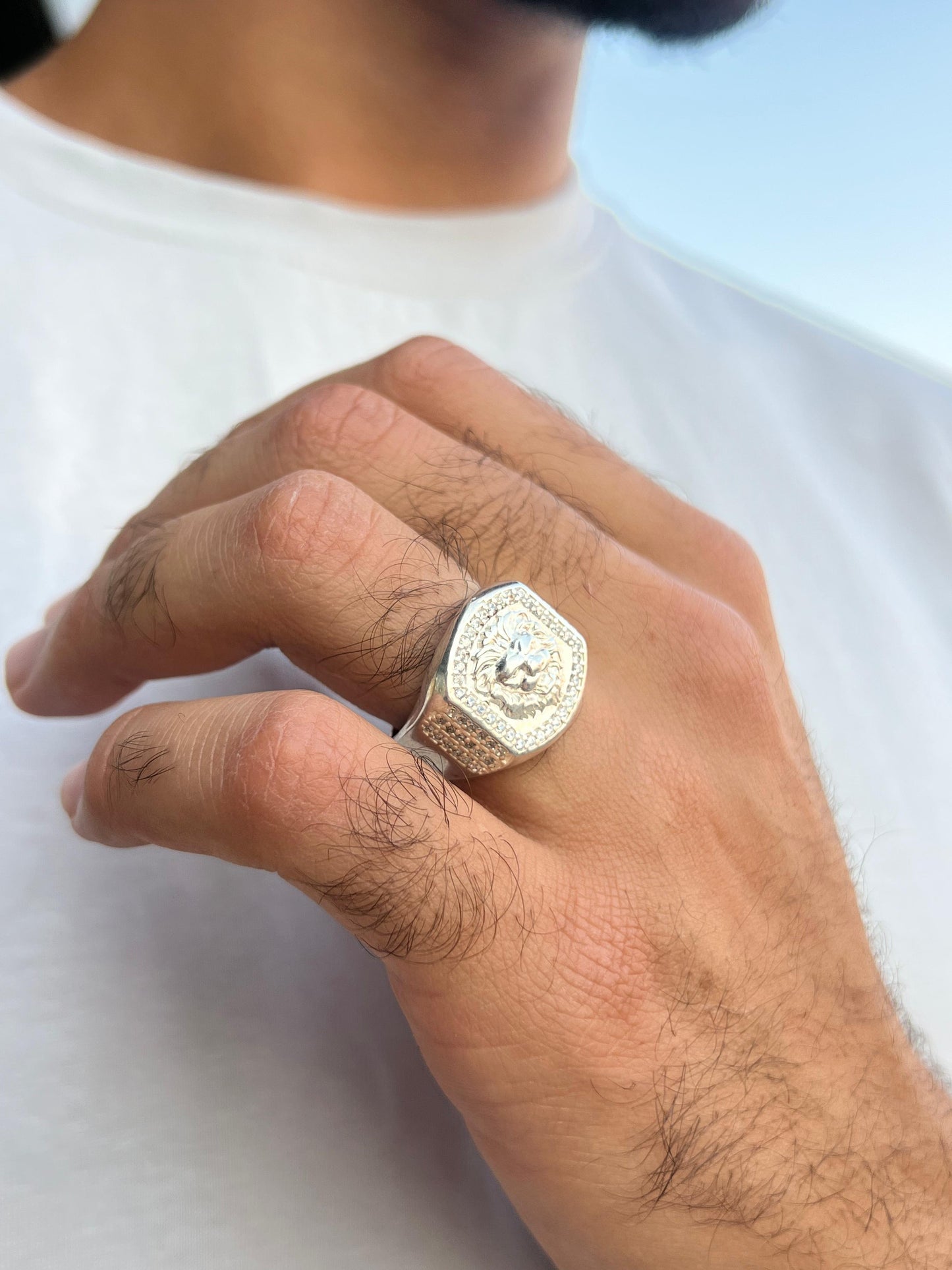 Iced Lion Ring -Sterling Silver 925s