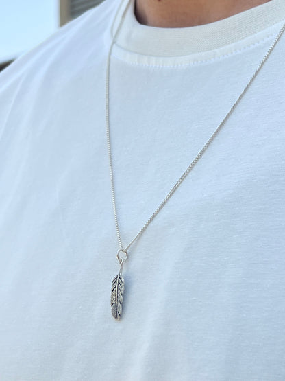 Feather Necklace for Men's Sterling Silver 925s