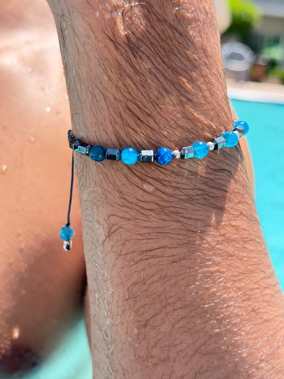 Azure beads Adjustable Macramé Bracelet