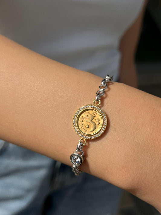 X “حب” Bracelet— Sterling Silver with Gold Plating