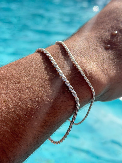 Rope Bracelet for Men's Sterling Silver 925s-21cm
