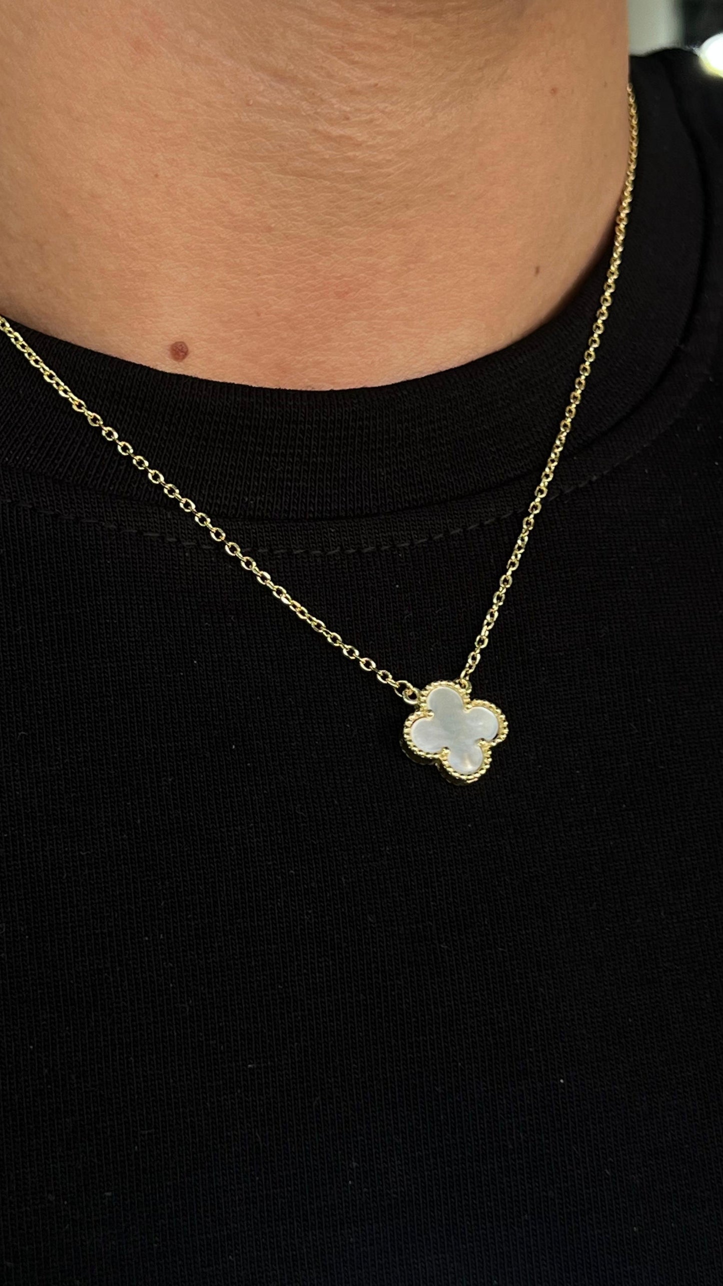 One white vancleef Necklace -Gold plated for Men's Sterling Silver 925s