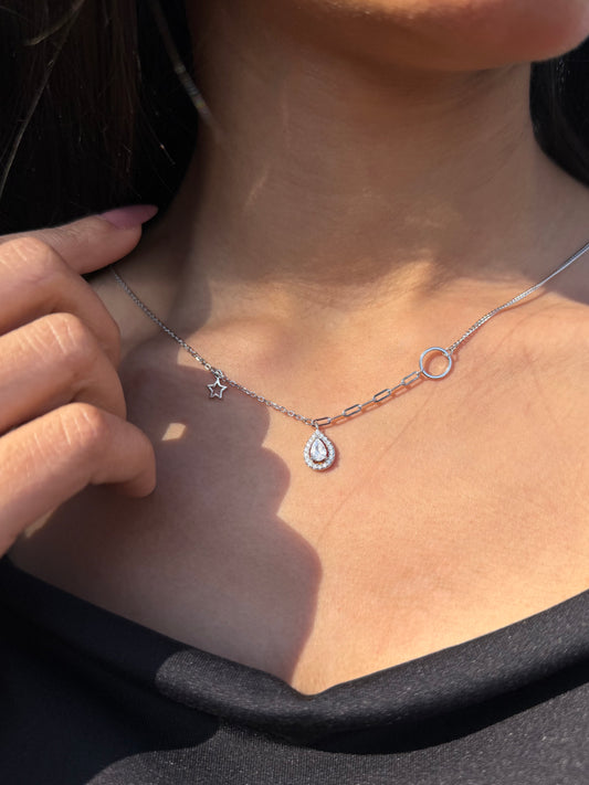 Pear-shaped pendant Chain in Sterling Silver 925s