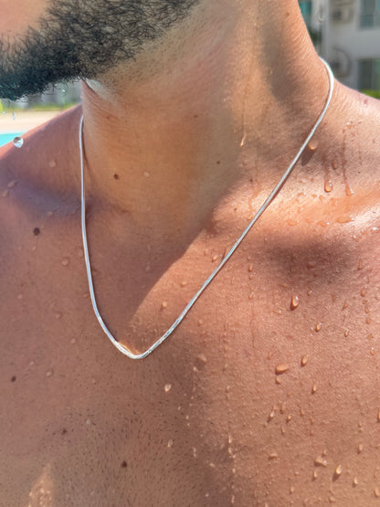 Rattail Necklace for Men's Sterling Silver 925s-(1.5mm-50cm)