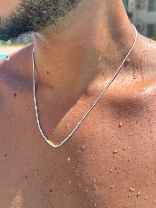 Rattail Necklace for Men's Sterling Silver 925s-(1.5mm-50cm)
