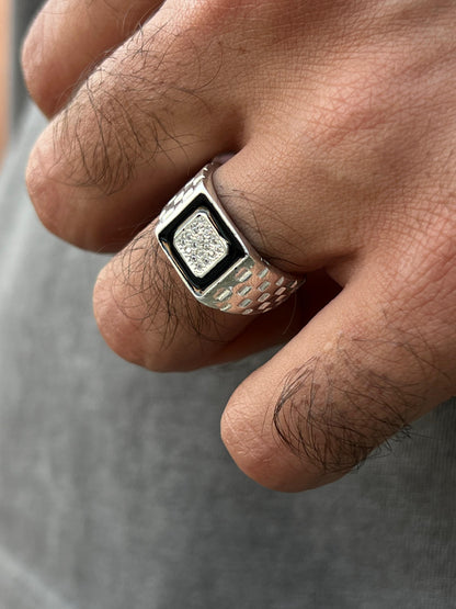 Squared Zirconia Ring -for Men's Sterling Silver 925s