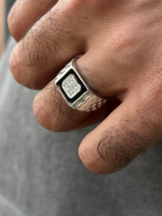 Squared Zirconia Ring -for Men's Sterling Silver 925s