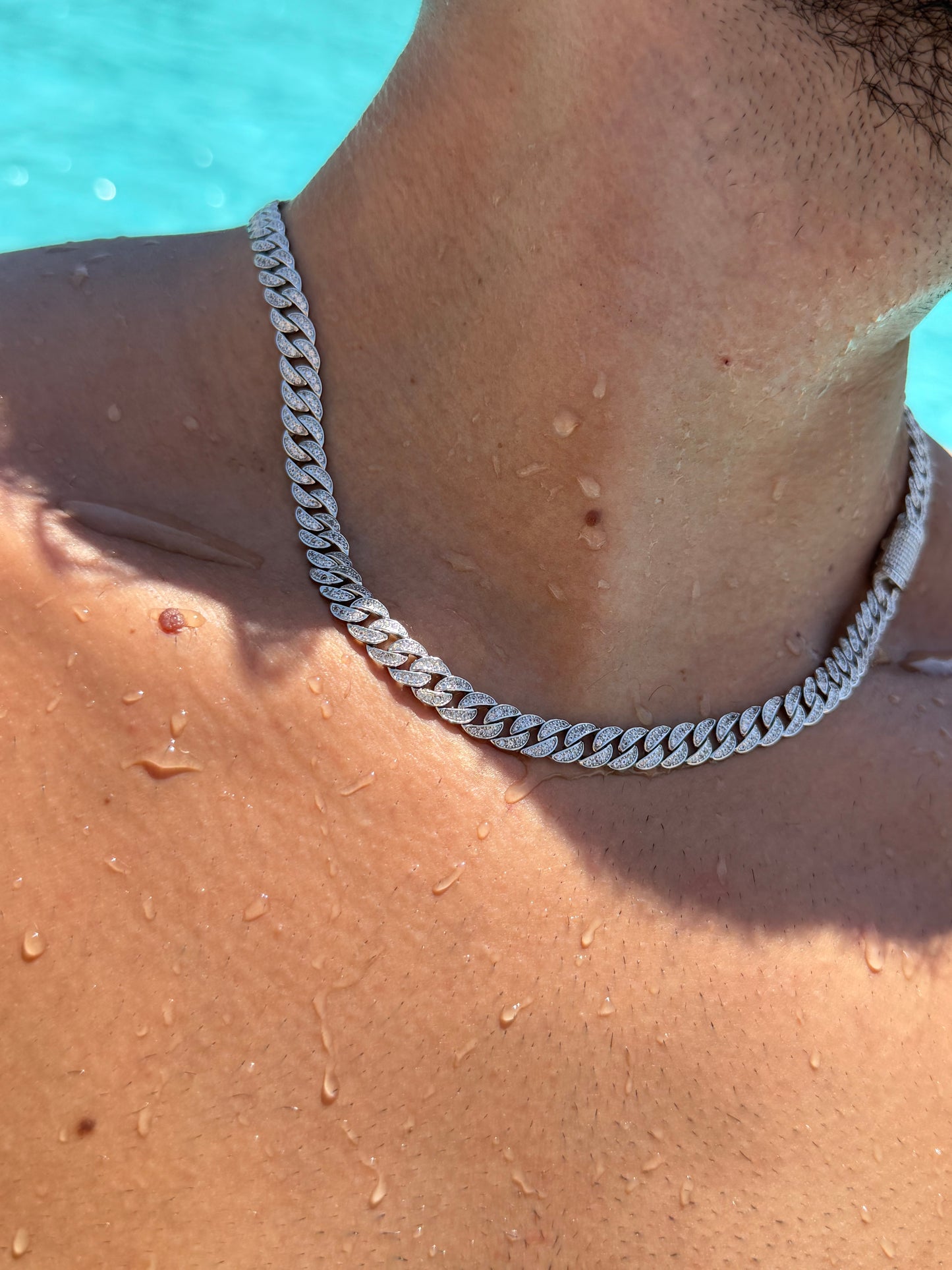 Icey Grommet Chain for Men's Sterling Silver 925s-(7.5mm-50cm)